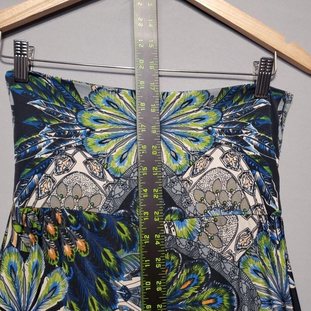 True Light USA Y2K Mandala Peacock Wide Leg Jumpsuit Women S Blue Strapless Boho - Picture 11 of 12